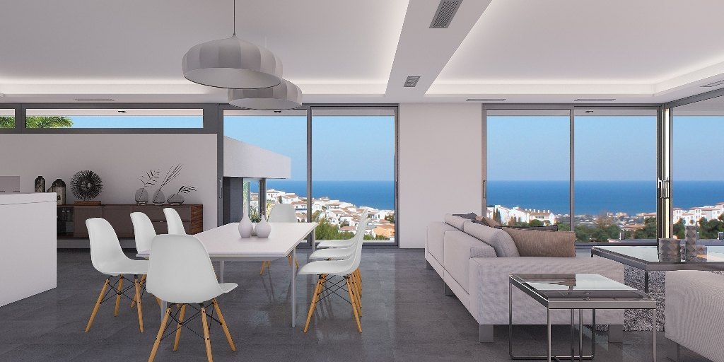 Villa moderne avec un design minimaliste spectaculaire situé sur une parcelle sont sur la mer incroyable